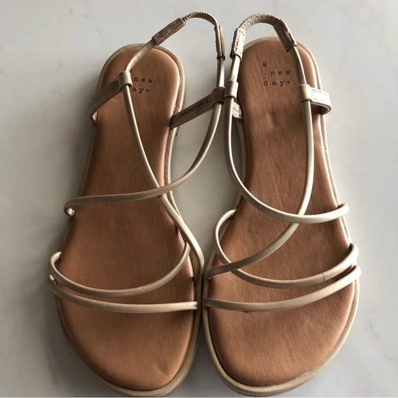 A New Day Gold Strap Sandals - Size 6 - Picture 3 of 3